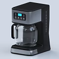 Black And Silver Automatic Coffee Maker Kitchen Appliance With Digital Display And Glass Carafe