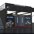 HQ MOTO Motorcycle Showroom Interior Display With Neon Lights And Stand Setup