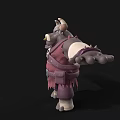 Bull Warrior Character With Skeleton Emblem Purple Armor And Bandaged Arms
