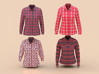 Variety Of Stylish Shirts With Different Patterns 3d model
