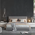 Modern Background Double Bed Double Bed 3d model