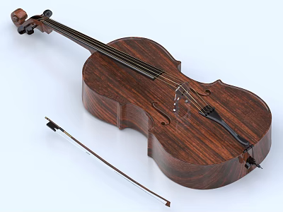 Wooden Musical Instrument Violin With Bow And Strings High Quality Craftsmanship Details 3d model