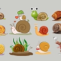 Cartoon hand-painted snail insect silhouette 3d model