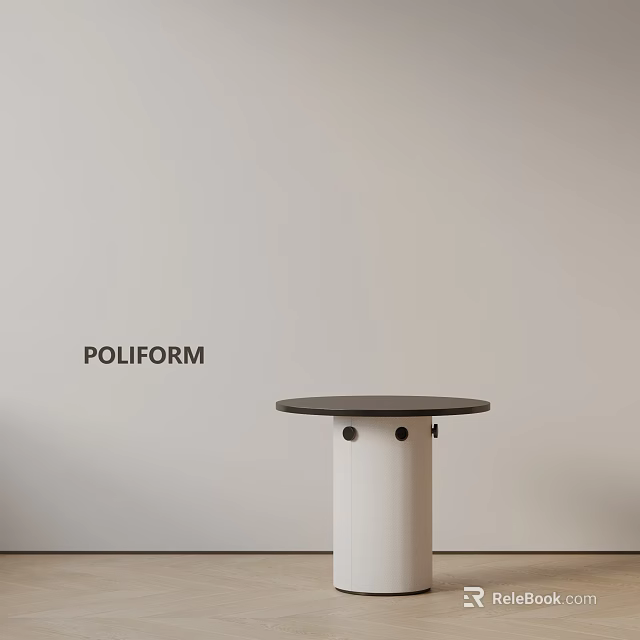 Modern Minimalist Side Table With Round Top And White Base Featuring Small Holes 3d model