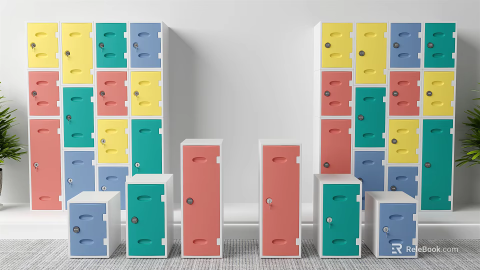 Colorful Lockers In Various Colors For Indoor Storage And Decorative Use 3d model 