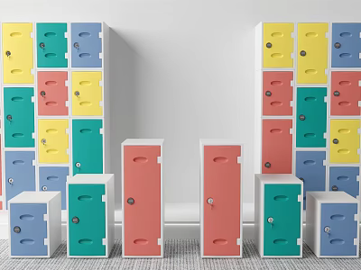 Colorful Lockers In Various Colors For Indoor Storage And Decorative Use 3d model