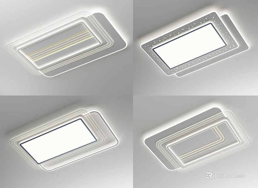 Stylish Modern LED Ceiling Light Designs With Sleek Frame And Soft Illumination 3d model 