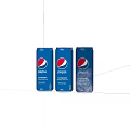 Three Blue Pepsi Cans Standing On Dark Background With Brand Logo
