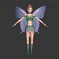 Fairy Character With Colorful Wings And Green Purple Outfit Design Details