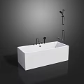 Modern White Freestanding Bathtub With Black Faucet And Showerhead Design