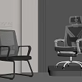 Modern Office Chairs With Mesh Back And Metal Frame Designer Collection 3d model