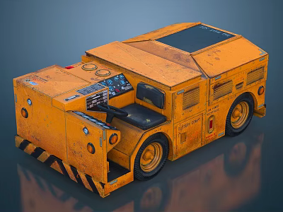 Heavy Duty Yellow Industrial Vehicle With Operator Seat And Control Panel 3d model