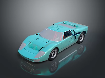 Light Blue Classic Sports Car With Streamlined Body White Wheels And Transparent Windows 3d model