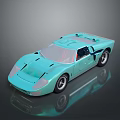 Light Blue Classic Sports Car With Streamlined Body White Wheels And Transparent Windows