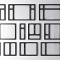 Various Black Window Frames With Different Designs On White Background 3d model