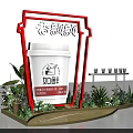 Floral Display Installation With Xiangpiaopiao Ruhui White Cup And Green Plants Decorative Frame