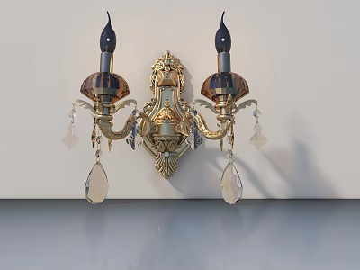 Elegant Hinged Door With Gold Ornamentation Crystal Pendants And Classic Design 3d model
