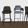 Modern Bar Chair Bar Stool Iron Metal High Stool Fabric Backrest Bar Stool 3d model