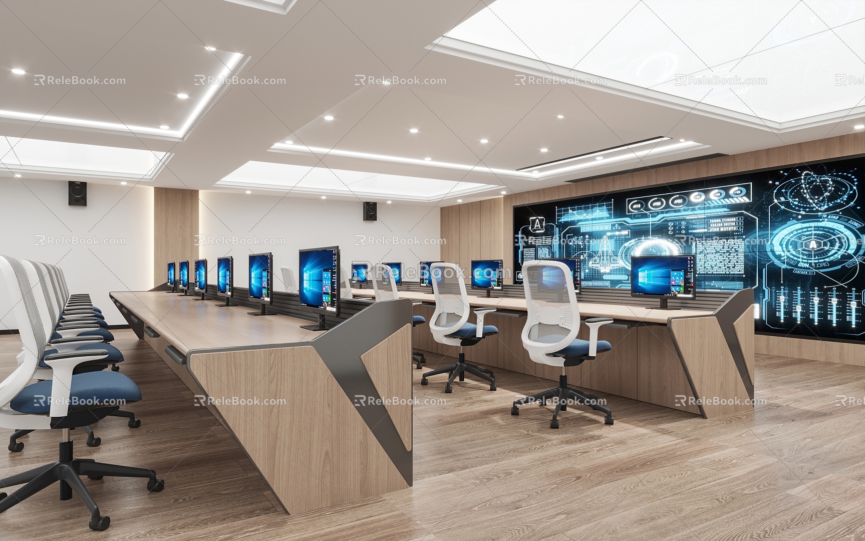 Control center of monitoring room 3d model