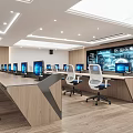 Modern Monitoring Room With Monitors Office Chairs And Tech Displays