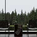 Modern Detached Villa With Large Glass Windows By Forest And Lake Waterfront