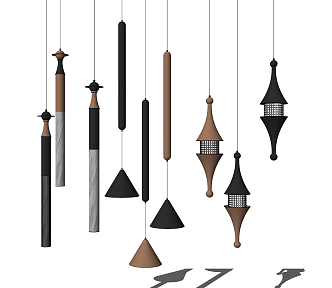 Modern chandelier metal small chandelier combination 3d model