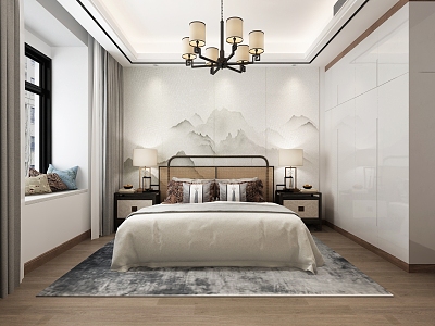 New Chinese Style Bedroom Chandelier Mural model