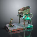 Ancient Bronze Ritual Vessel With Kneeling Figure And Animal Shaped Legs On Base