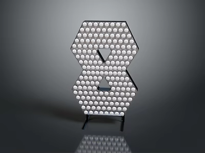 Modern Geometric Figure 8 Shaped Decorative Furniture With Perforated Dot Pattern And Metal Stand Support 3d model