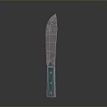 Worn Metal Blade Knife With Turquoise Handle And Metal Rivets On Gray Background