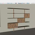 Modern Multi Tiered Bookcase With Wooden Pattern Shelves And Cabinet Doors