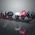 Diverse Head Models Featuring Various Hairstyles And Colorful Hair Silver Black White Pink Curly Black