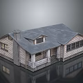 Traditional Wooden House Exterior With Gray Roof Chimney Front Porch And Windows
