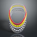 Circular Layered Necklace With Silver Gears And Colorful Smiley Faces