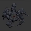 Dark Gray Organic Mechanical Structure With Circular Organs And Hair Like Appendages