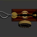 Vintage Computer Modem With Rotary Dial Wooden Base And Classic Gold Accents