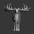Game Movie Fantasy Creature Character with Intricate Antler Design and Elegant White Fur Texture