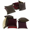 Dark Brown Burgundy And Beige Fabric Throw Pillows Stacked For Home Decor