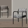Elegant Modern Dining Chairs With Patterned Fabric And Black Metal Frame For Home Decor