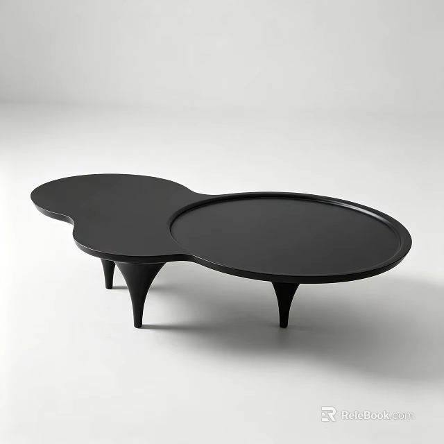 Modern Irregular Black Coffee Table With Artistic Curved Design For Minimalist Contemporary Home Decor 3d model 