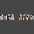 Colorful Rabbit Figurines in Assorted Colors Displayed on Black Background