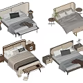 Modern Double Bed Designs With Bedside Tables Pillows And Decorative Plants
