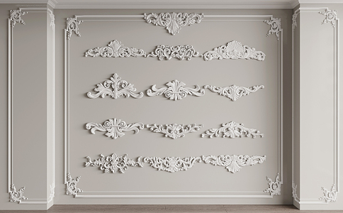 French carved plaster line carved lines 3d model