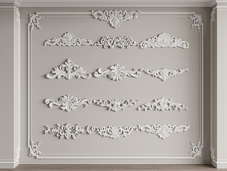 French carved plaster line carved lines 3d model