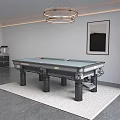 Modern Entertainment Billiard Table With Black Frame Green Felt Surface Sturdy Legs In Contemporary Room