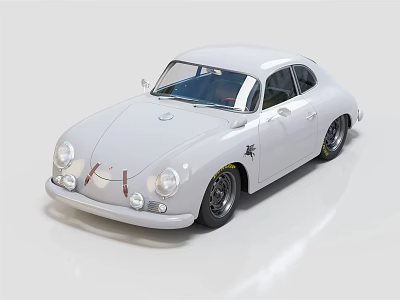 White Classic Two Door Sports Car With Sleek Body And Shiny Wheel Design 3d model