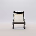 Classic Black Single Chair With Carved Armrests White Cushion And Wooden Frame
