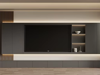 Italian minimalist TV background wall 3d model