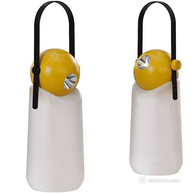 Stylish Table Lamp With Yellow Head White Lampshade And Black Stand 3d model 