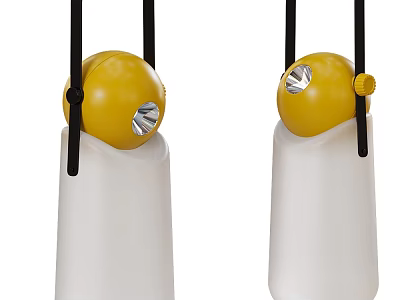 Stylish Table Lamp With Yellow Head White Lampshade And Black Stand 3d model